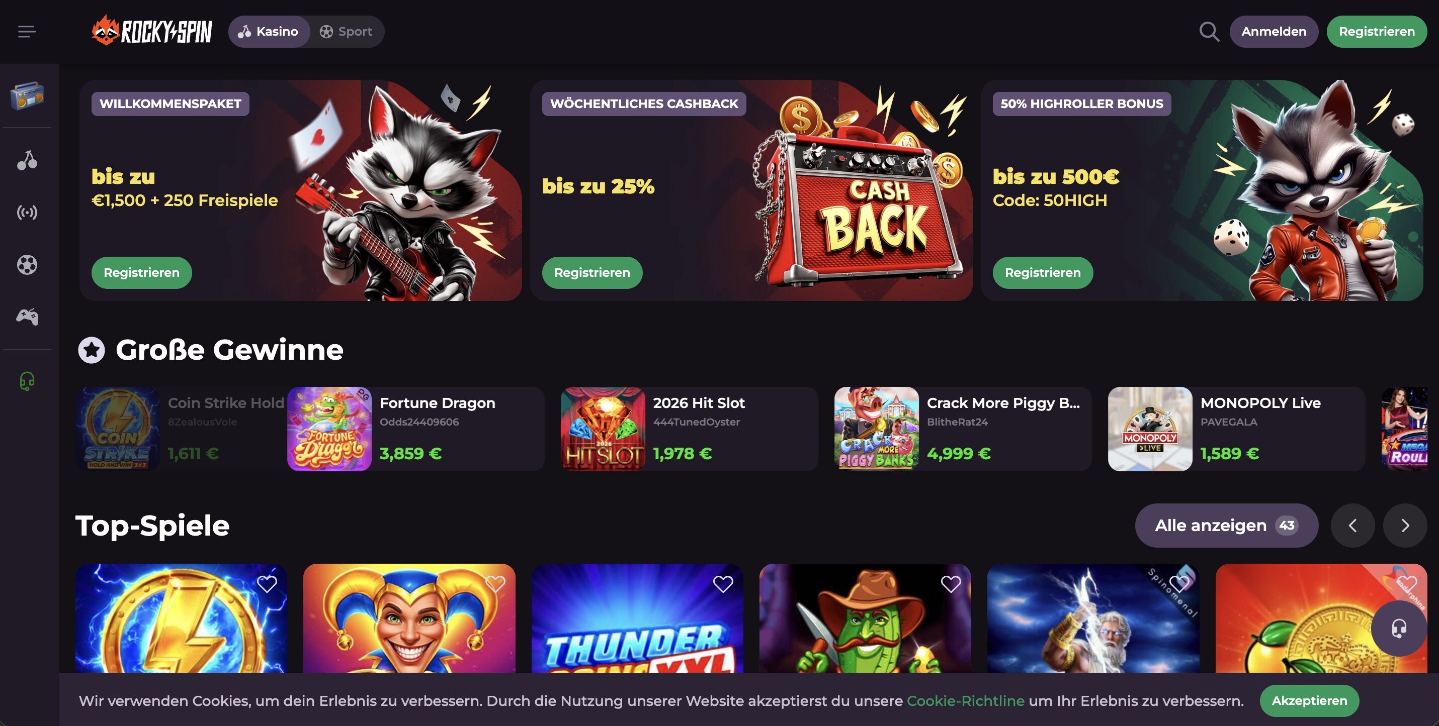 RockySpin Casino — Plattform-Übersicht